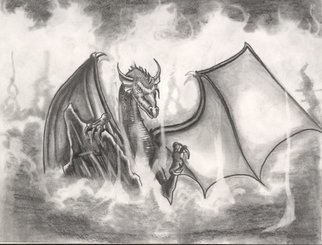 Mike Cuff: 'Dragon', 2012 Pen Drawing, Mythology. 