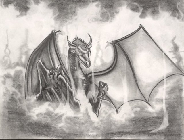 Mike Cuff  'Dragon', created in 2012, Original Drawing Pen.