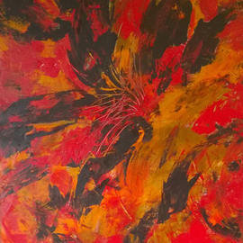 Kimmie Hamm: 'Spirt Dreams', 2016 Oil Painting, Culture. Artist Description:   I close my eyes and think of my ancestorsaEURtm visions of men gathering around a fire- inducing trance. Colors of red, orange, yellow, brown, and black explode into partial faces and images that come to them in a dream- like state, clear for a moment then fading back ...