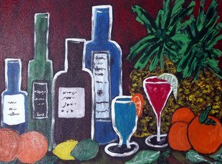 Kimberly Rowlett: 'The Wine and Fruit Party', 2012 Acrylic Painting, Still Life.   This is an original 18 x 24 inch large impressionist, painting with painted staple free sides, on a pre- stretched canvas, by Noted Artist, Kim Rowlett. It is a colorful, addition to your art collection and decor. All that is needed to hang this painting is screw eyes and hanging...