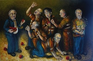 Karl James: 'temptation and Tao', 2011 Oil Painting, Philosophy.  the temptation of blue collar workers ...