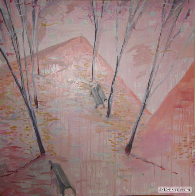 Anton Kushkov  '2 Benchs', created in 2010, Original Painting Oil.