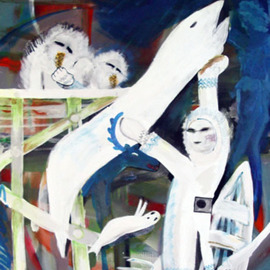 Anton Kushkov: 'SACRIFICE 1', 2010 Oil Painting, Abstract Landscape. Artist Description:   painting glow in the dark  ...