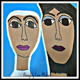 Karyn Bonti: 'Almighty Lovemaker', 2015 Acrylic Painting, Religious. Artist Description:  Cherokee Jesus and Karyn.  This art work is used for a Karyn Bonti music single called 