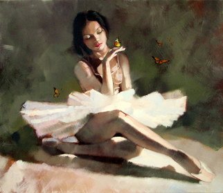 Igor Pautov: 'quiet music', 2019 Oil Painting, Dance. Silent music, ballerina, butterflies, flight of butterflies, reincarnation, art, culture, scene...