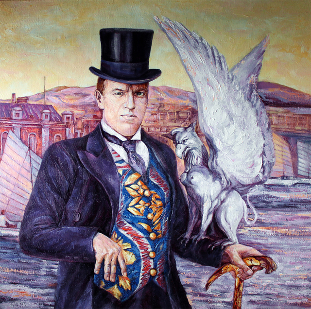 Igor Komornyy  'Бурлюк и птица Хо', created in 2015, Original Painting Other.