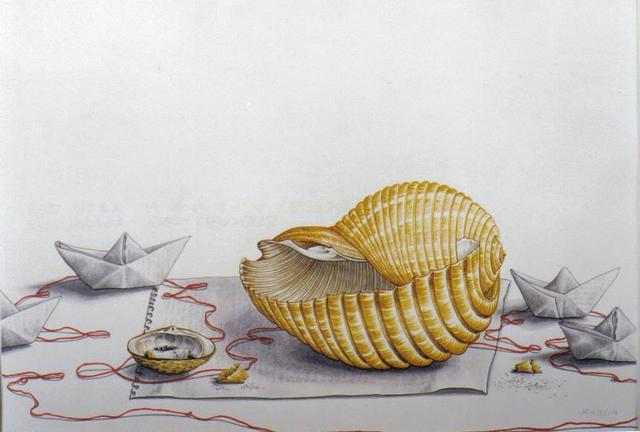 Artist Thomai Kontou. 'My Agean Sea Shell' Artwork Image, Created in 2004, Original Watercolor. #art #artist