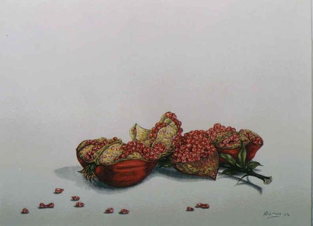 Artist Thomai Kontou. ' Pomegranate' Artwork Image, Created in 2004, Original Watercolor. #art #artist