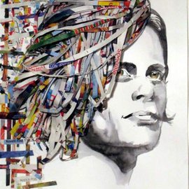 Yulia Korneva: 'STENLEY REID CRIMINAL MINDS', 2009 Ink Painting, Technology. Artist Description:  portrait, ink, painting, paper, hair, stenley, reid, criminal, minds, stenley reid, criminal minds ...