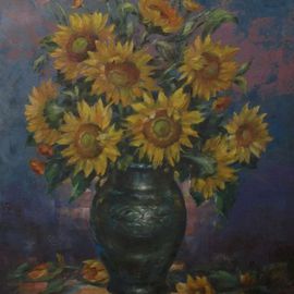 Korognai Janos: 'Sunflowers', 2015 Oil Painting, Still Life. Artist Description:                                                                    Catalog number : K14 321                                                                      ...