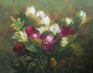 Korognai Janos: '    Tulip bunch', 2015 Oil Painting, Still Life.                                                                          Catalog number : K15 330                                                                            ...