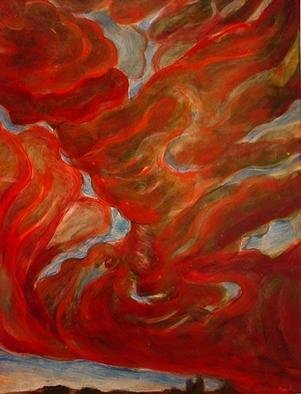Tom Irizarry Studio: 'Amorous tempest', 2004 Oil Painting, Landscape. oil on panel, cinnabar, azurite, cremintz white...