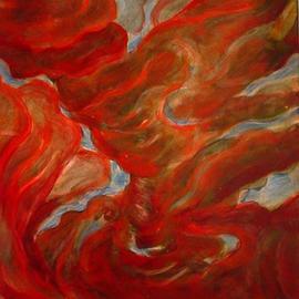 Tom Irizarry Studio: 'Amorous tempest', 2004 Oil Painting, Landscape. Artist Description: oil on panel, cinnabar, azurite, cremintz white...