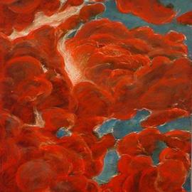 Tom Irizarry Studio: 'Crimsoned East', 2004 Oil Painting, Landscape. Artist Description: oil on panel, cinnabar, azurite, cremintz white...