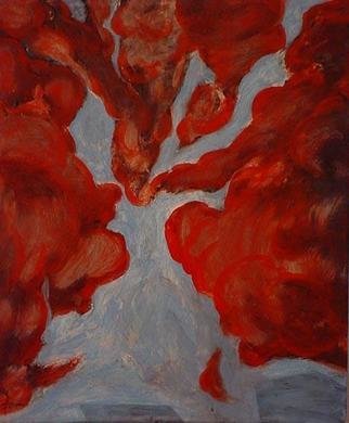 Tom Irizarry Studio: 'I thought it was the sky I had here in my heart', 2004 Oil Painting, Landscape. oil on panel, cinnabar, azurite, cremintz white...