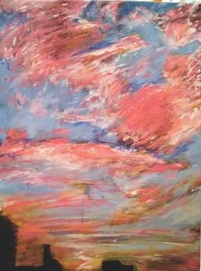 Tom Irizarry Studio: 'Pink Sky', 2018 Oil Painting, Abstract Landscape. 