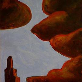 Tom Irizarry Studio: 'Tower of Babel', 2004 Oil Painting, Landscape. Artist Description: oil on panel, cinnabar, azurite, cremintz white...