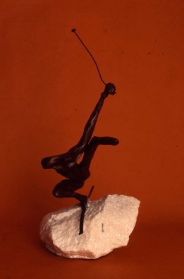 Ivan Kosta: 'Black Diamonds', 2000 Bronze Sculpture, Abstract Figurative.  A skier out of control, as he by mistake, or error in judgment made the wrong turn into the triple black diamonds area ...