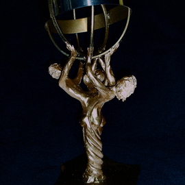 Ivan Kosta: 'Global Braid', 2008 Bronze Sculpture, Figurative. Artist Description:  Three human figures ( with intertwined legs - hence the Braid in the title) holding the globe above their heads, as if upholding its new status in unison. ...