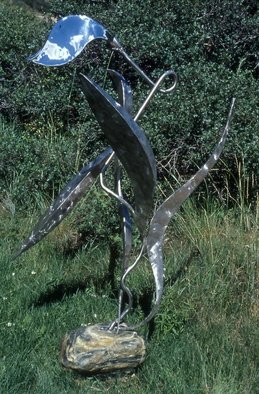 Ivan Kosta: 'Just a Weed', 2001 Steel Sculpture, Fantasy.  A stainless steel depiction of flowering weed with a loop in its stem. . . ...