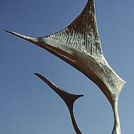 Ivan Kosta: 'Sailfish', 1995 Steel Sculpture, Marine. Artist Description: A cast stainless steel sailfish, leaping from the ocean on a triangular 3 feet high marble pedestal....