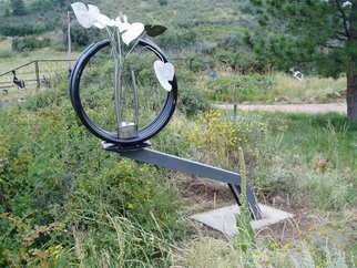 Ivan Kosta: 'The Vase', 2009 Steel Sculpture, Abstract.  In an envelope of an interrupted circle the outline of a vase is discernible, with some large, leafy plants inside. ...