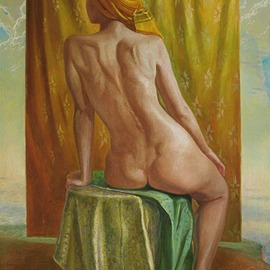 Evgeny Kovalchuk: 'face up to the sky', 2009 Oil Painting, nudes. Artist Description: sky woman bodi oil panting...