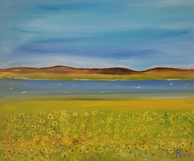 Krum Peev  'Sunflowers', created in 2021, Original Painting Oil.