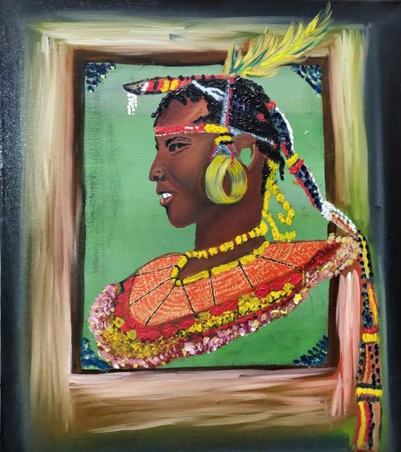 Kumar Mehta  'Masaimara Tribal Warrior', created in 2018, Original Painting Oil.