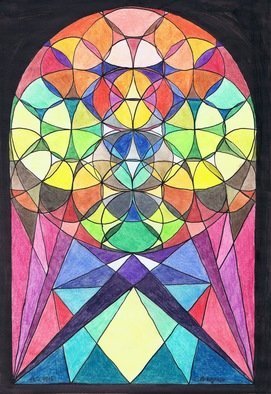 Claudia Luethi Alias Abdelghafar: 'church window 2012', 2012 Other Drawing, Architecture. Church window with a lot of colorsDrawing with colored pencil on DIN A3 paper...