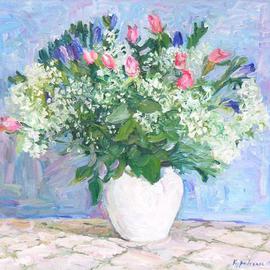 Lena Kurovska: 'Flowers', 2005 Oil Painting, Floral. Artist Description: 2005Oil on Canvas50x55cm...