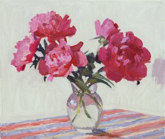 Lena Kurovska: 'Still Life with Pink Peonies', 2014 Oil Painting, Floral. peonies, oil painting on canvas, still life ...