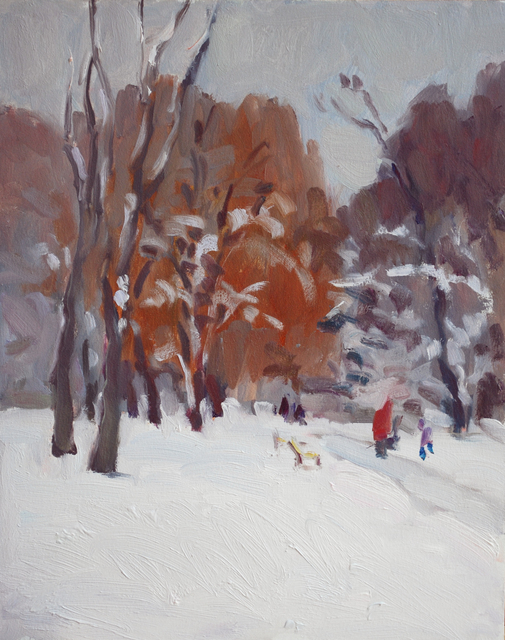 Artist Lena Kurovska. 'Winter In Park' Artwork Image, Created in 2014, Original Painting Oil. #art #artist