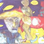 Kundo Kyon: 'roter hirsch', 2002 Oil Painting, Visionary. 