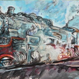 Blue Train painting By Francisco Landazabal