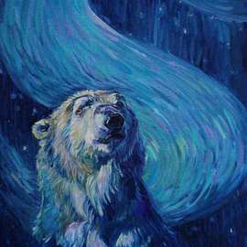 Starry Night Polar Bear By Christine Montague