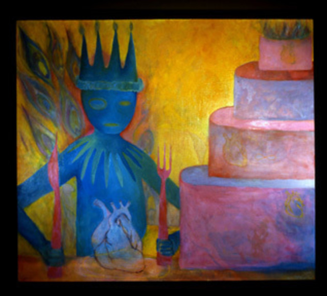 Artist Lara Ghelerter. 'The Peacock King Dines' Artwork Image, Created in 2003, Original Painting Other. #art #artist