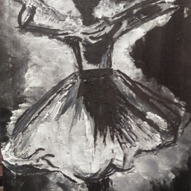 Laraib Yousaf: 'rumi black and white', 2018 Oil Painting, History. Artist Description: 80  oil and 20  acrylic painting Attractive black and white In the love of  maan  a$?...