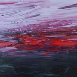 Painting Purple Sunset By Larysa Uvarova