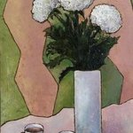 Painting Still life with white chysanthemums By Larissa Uvarova