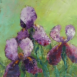 Larysa Uvarova: 'irises', 2020 Oil Painting, Still Life. Artist Description: Original oil on canvas painting was done with high- quality paints and palette knife will be great for the modren interiors. Ready to hang. ...
