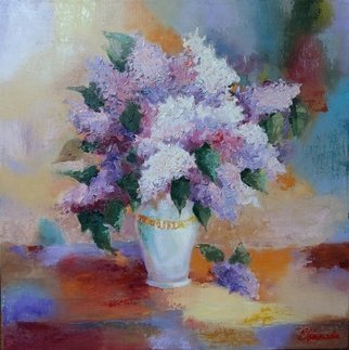 Larysa Uvarova: 'lilac', 2013 Oil Painting, Still Life. Original oil on canvas painting was done with high- quality paints and palette knife will be great for the modren interiors. Ready to hang. ...
