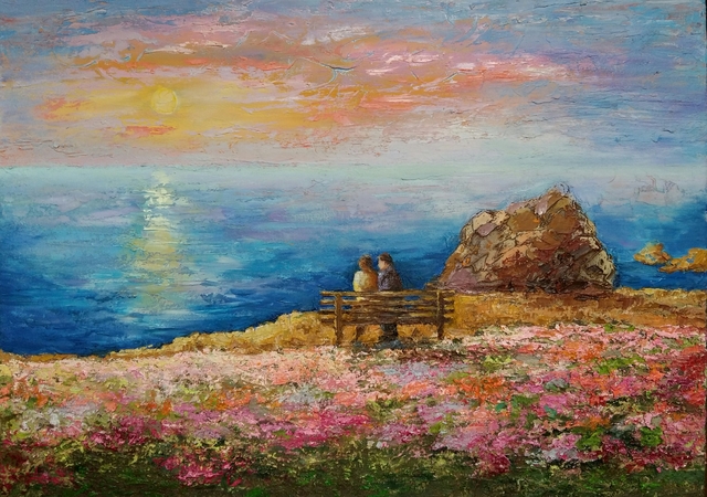 Artist Larysa Uvarova. 'Spring In Opal Cliffs' Artwork Image, Created in 2015, Original Painting Acrylic. #art #artist