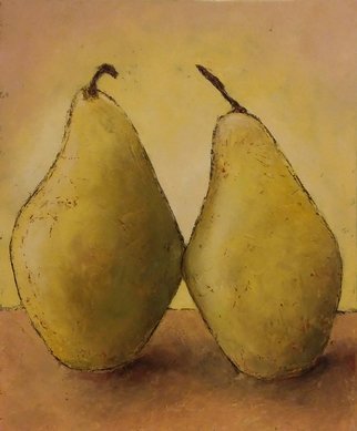 Larysa Uvarova: 'yellow still life with pears', 2015 Oil Painting, Still Life. Original oil on canvas painting was done with high- quality paints and palette knife will be great for the modren interiors. Ready to hang. ...