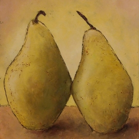 Larysa Uvarova: 'yellow still life with pears', 2015 Oil Painting, Still Life. Artist Description: Original oil on canvas painting was done with high- quality paints and palette knife will be great for the modren interiors. Ready to hang. ...