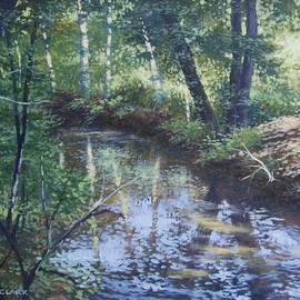 Larry Clark: 'McDaniels Farm Creek', 2016 Oil Painting, Landscape. Artist Description:   Creek reflections        ...