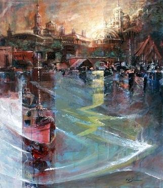 Larry Kaiser: 'The Dimby T', 2004 Acrylic Painting, Marine. The Dimby T is done in a painterly style that balances old world soft poetic edges with sharp contemporary paragraph elements. It depicts early dawn in the commercial fishing world. The Dimby T leaves the old fishing port of Esbjerg, Denmark. ...