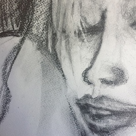 Luise Andersen: '2 blck on whte feb15 2018', 2018 Graphite Drawing, Fantasy. Artist Description: this is detailpart of , of drawing. last night and in morning today, worked more on this quite nice graphite drawing . still a way to go to get the expression way i have in my head somewhere. . hand just needs to continue the feel. . eyes bit heavy . . so this ...