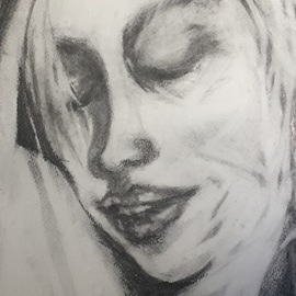 Luise Andersen: '4 blck on whte feb16 2018', 2018 Graphite Drawing, Fantasy. Artist Description: almost there. this is detail part of work. going for abstracted expressions . . voice in forms mainly around head . play with light. . ...