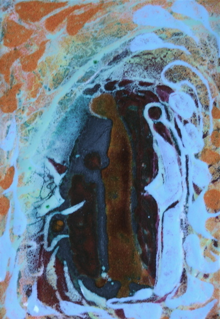 Luise Andersen  'ARTWITH FIRE Glass On Copper ONE In Progress Sept Twelve', created in 2007, Original Fiber.